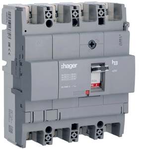 HHB251L ปรับแต่งได้ด้วยชุดเบรกเกอร์แบบหล่อขึ้นรูป Hagers รุ่น h3 x250 TM 4P 25kA 250A แบบติดตั้งถาวร - Product Image 1