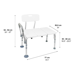 Siège de bain pour adulte avec poignée rembourrée, banc de transfert blanc pour personnes âgées PEPE P30026 - Product Image 1