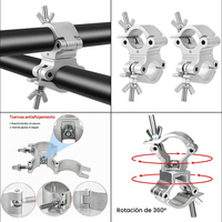 Crochet de fixation double en alliage d'aluminium robuste OEM pour éclairage de scène, installation rapide et portable pour tubes de 48 mm et 51 mm, capacité 100 kg, pour concerts, DJ et événements