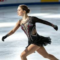 Robe de patinage artistique noire à manches longues avec strass colorés et jupe en maille pour enfants et adultes, idéale pour les compétitions et spectacles de patinage sur glace