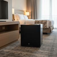 Kulkas Mini Listrik Wiberda Hitam Kecil 20-60L 220-240V Pendingin Display Plastik Logam untuk Hotel Restoran