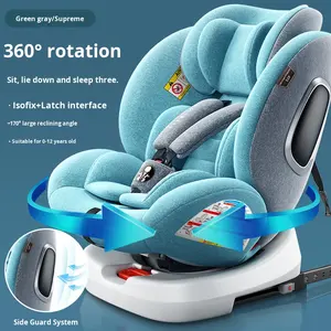 Siège auto pour enfant avec interface rigide <span class=keywords><strong>ISOFIX</strong></span> rotative à 360 degrés, siège de sécurité pour bébé portable, capacité de charge de 9 à 36 kg, âges de 0 à 12 ans - Product Image 2