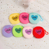 Dompet koin hati Mini boneka bepergian dompet bulat tas penyimpanan headphone lipstik kecil tas gantungan kunci kartu promosi anak perempuan