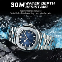 Poedagar Montre Homme Carrée Acier Inoxydable Quartz, Étanche avec Fonction Lumineuse et Affichage de la Date