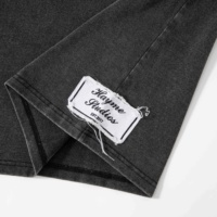 T-shirts pour hommes personnalisés avec broderie, patchs appliqués, effet vieilli, délavé à l'acide, épaules tombantes, coupe ample et courte