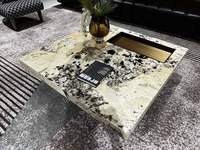 Table basse rectangulaire en marbre naturel de luxe - Nouveau modèle luxueux pour salon et usage domestique