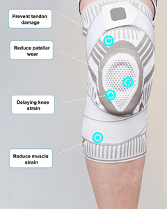 Genouillère à sangle réglable avec protection à ressort, amortisseur, joint en silicone antidérapant, haute élasticité, légère et respirante - Product Image 3