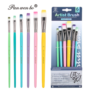 Panwenbo Macaron colorido 6 uds pincel de pintura plana 20mm pelo de nailon acuarela <span class=keywords><strong>artista</strong></span> pintura pincel conjunto para pintura acrílica - Product Image 1