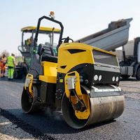Mini-compacteur vibrant à double tambour de 1 tonne, autoporté, pour routes, avec certification CE