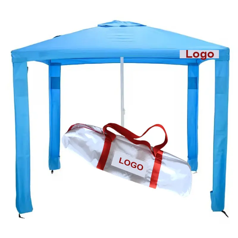 Custom Wholesale Outdoor Portable Foldable Cool Beach Cabana Tent  M XL Aluminum Pole Travel Picnic Square Sun Shade Umbrella