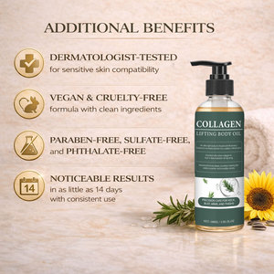 Huile corporelle et <span class=keywords><strong>de</strong></span> massage 100% pure au collagène pressé à froid 100ml, liftante et remodelante pour le cou, les seins, les bras, les cuisses et les fesses - Product Image 3