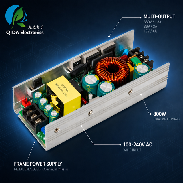800W U-Shaped Open Frame Power Supply 380V 36V 12V Triple Output AC to DC Converter Board for LED Lighting 3D Printer Lab Bench