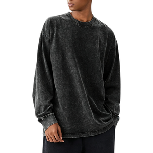 เสื้อสเวตเชิ้ตวินเทจสไตล์มินิมอลสำหรับผู้ชาย ทรงโอเวอร์ไซส์ คอกลม แขนยาว สวมหัว แบบเรียบง่าย สตรีทแวร์ เสื้อยืด TKAN9143 - Product Image 2