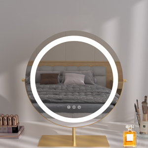 Luxury Gold <strong>Circle</strong> Desktop Vanity <strong>Mirror</strong> with LED Backlit Lighted Smart Touch Sensor Single-Sided Personalized Cosmetic <strong>Mirror</strong> - Product Image 1