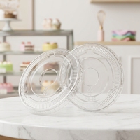 KAIDA KD-90mm Couvercle plat rond à fente en X en PET jetable transparent, personnalisable avec logo client, pour gobelet à café froid de 90mm de diamètre