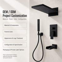 Ensemble de robinetterie de douche thermostatique noir mat sur mesure OEM, système de douche pluie en laiton pour projets de salle de bain