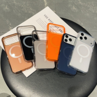 Nouvelle coque de téléphone portable magnétique mate givrée en TPU+PC avec chargement sans fil pour 17 16 15 Pro Max, antichoc, coussin d'air souple