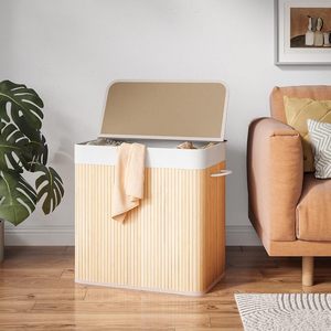 150L Foldable Bamboo <strong>Laundry</strong> Hamper with <strong>3</strong> <strong>Sections</strong> Removable Washable Lining Storage Bin <strong>Laundry</strong> <strong>Basket</strong> - Product Image 5