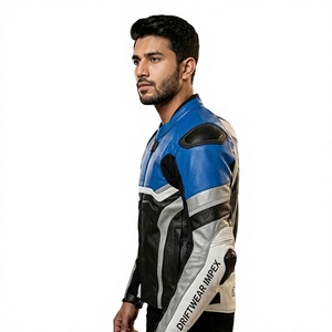 Blouson de moto en cuir pour hommes adultes, équipement de protection CE, respirant, coupe-vent, manches longues, pour la course sur circuit, tenue de moto avant la course - Product Image 3
