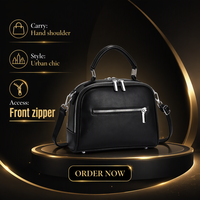 Sac à bandoulière noir pour femmes, sac à main à fermeture éclair, poignée souple pour les voyages quotidiens