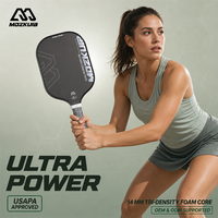 Raquette de Pickleball MOZKUIB avec noyau en mousse à trois densités 14 mm, approuvée aux États-Unis, face en PBCoR 43, finition charbon mat, pour entraînement de club, vente en gros