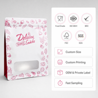 Sachet alimentaire personnalisé imprimé avec fenêtre et fermeture éclair, idéal pour les noix et bonbons, emballage de qualité alimentaire, vente en gros, marque privée OEM