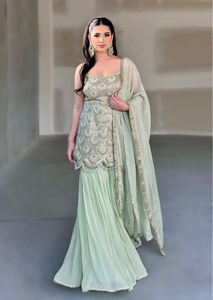 ชุดเดรสงานแต่งงานแบบชาวปากีสถานอินเดียชุดเดรสผ้า Georgette สังเคราะห์หนัก - Product Image 2