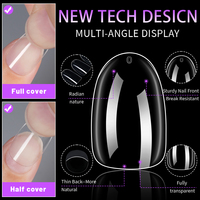 Fabricant de faux ongles ronds personnalisés 120/240Pcs Full Cover Traceless Acrylic Clear Short Round Nail Tips for DIY Nail Salon