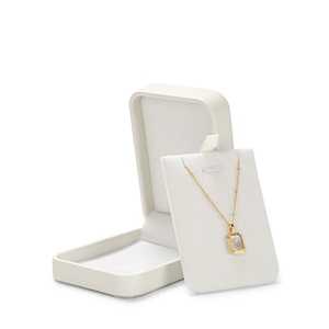 FANXI H160 Caja de Joyería de Piel Sintética/terciopelo Beige con Logotipo Personalizado, Caja para Anillos, Pendientes, Collares, Embalaje para Joyería - Product Image 2