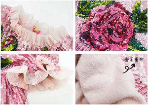 Abbigliamento per bambini Sparkle Rosa Fiori Puff Maniche in Paillettes Abito <span class=keywords><strong>Del</strong></span> Partito <span class=keywords><strong>del</strong></span> Vestito per I Bambini - Product Image 5