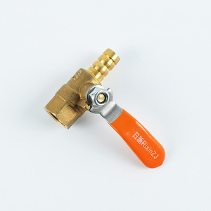 Brass Ball Valve 1/2 In Threaded Gas Cut Off Type With Orange Handle For Air Flow Control - Product Image 1