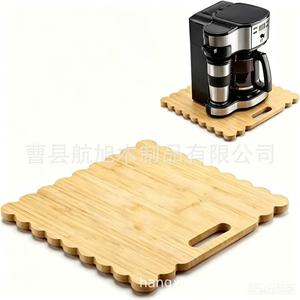 Bandeja base de madera para máquina de café, bandeja decorativa multiusos de madera maciza para cocina y comedor - Product Image 4