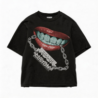 Kaos Pria Oversize Berkualitas Tinggi Custom DTG Heat Transfer Print 100% Katun Hip Hop 220g Streetwear Lengan Reguler Polos