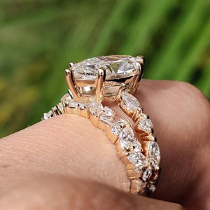 Nhẫn đính hôn bằng vàng khối 10k, 14k, 18k với kim cương nhân tạo mài giác Marquise, chứng nhận IGI Gia, được tạo ra bằng phương pháp CVD HPHT dành cho nữ và nam - Product Image 2