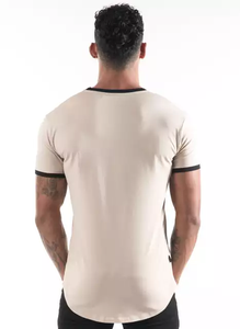 T-shirt d'entraînement de fitness grande taille pour hommes de couleur noire unie avec logo personnalisé imprimé avec la technique tricotée tissée lavée vente en gros - Product Image 6