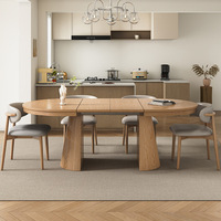 Table à manger ovale moderne extensible et pliable en bois massif, mobilier de salle à manger à taille réglable pour hôtels et petites maisons