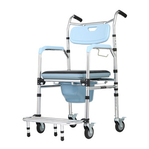Elderly <b>Commode</b> Chair With Wheels Foldable <b>Portable</b> Shower Chair For Seniors Home Use 350Lbs Capacity - Product Image 2