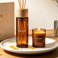 Bouteille diffuseur de parfum moderne en verre de luxe, ronde, 50 ml, 100 ml, 150 ml, 200 ml, couleur ambre