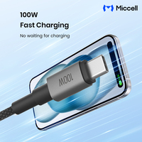 Cable de Carga Rápida USB-C a USB-C Miccell, Resistente, con 100W de Potencia y Transferencia de Datos de 480Mbps, para Portátiles y Computadoras