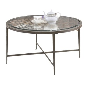 Luxury wrought iron round corner <b>table</b>, balcony glass coffee <b>table</b>, home use, modern minimalist economical wrought iron <b>sofa</b> - Product Image 5