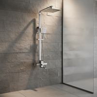 Système de douche mural carré moderne en laiton, double fonction, barre coulissante réglable, kit de douche de luxe pour salle de bain, personnalisable