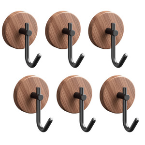 Walnut Wood Wall <b>Hook</b> Round Minimalist Self <b>Adhesive</b> Coat <b>Hook</b> For Bedroom Entryway - Product Image 2