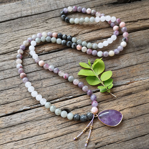 Collar de Yoga de 8mm con Ópalo Rosa de Ensueño, Turmalina y Amatista, Amor de Hermana, Pulsera Romántica y Dulce para Rezar, Joyería Espiritual, Meditación - Product Image 4