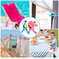 Pinces à serviettes fantaisie en plastique robuste, motif flamant rose et perroquet, usage polyvalent pour la plage, la piscine et la maison