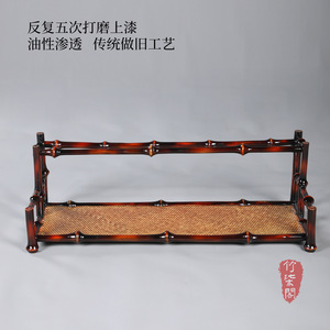 Bamboo Cup Holder Lacquered Bamboo <b>Teacup</b> Rack Desk Display Storage Rack Antique Style Tea Set Organizer Desktop Ornament - Product Image 3