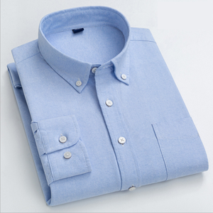 Pur coton hommes couleur unie à manches longues Oxford <span class=keywords><strong>chemise</strong></span> col boutonné grande <span class=keywords><strong>taille</strong></span> une poche Oxford <span class=keywords><strong>chemise</strong></span> pour hommes - Product Image 6