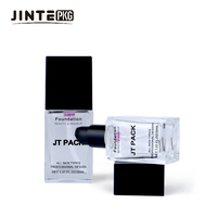 Vente en gros de flacons en verre cosmétique carrés vides de 1 oz (30 ml) pour fond de teint, avec pompe transparente