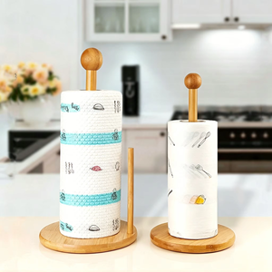 MIXWARES Portarotolo <span class=keywords><strong>da</strong></span> Cucina Autoportante in Bambù - Scaffale Multifunzionale per Panni, Rotoli e Piccoli Oggetti - Product Image 1