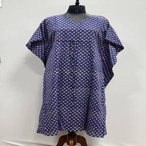 Vestido Kaftan Modesto Estampado Floral Hecho a Mano de Primera Calidad, Falda de Algodón de 1 Pieza para Uso Diario de Verano para Mujer - Product Image 2