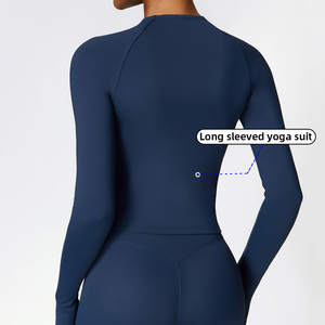 Jy Mùa Đông Lông Cừu Ấm Áp Ngoài Trời Chạy Với Dây Kéo Tops Cao Eo Xà Cạp Tập Thể Dục Yoga Dài Tay Áo Crop Top Xà Cạp Áo Ngực Bộ - Product Image 5